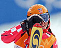 Janica Kostelic dans l'&eacute;preuve du combin&eacute; f&eacute;minin de ski alpin des Jeux Olympiques de Salt Lake City